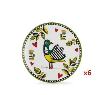 Zestaw 6 talerzy deserowych (19 cm) Cocorico Egan Italy zielony