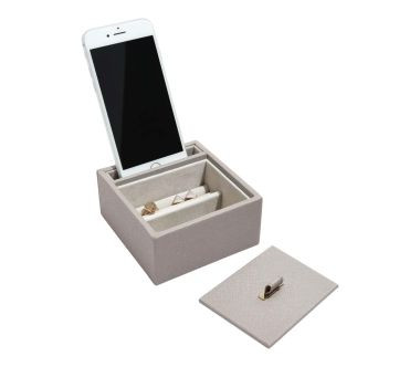 Pudełko na biżuterię ze stojakiem na telefon (taupe) Stackers