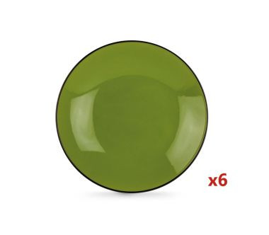 Zestaw 6 talerzy głębokich (21 cm) Cocorico Egan Italy zielony