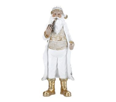 Mikołaj z fajką biały 30 cm Timstor