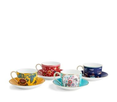 Zestaw 4 filiżanek do herbaty ze spodkami Wonderlust Wedgwood