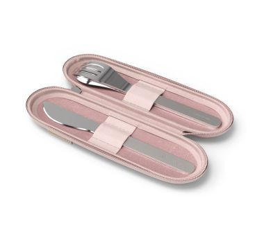 Zestaw sztućców podróżnych w etui (różowym) Slim Nest Monbento