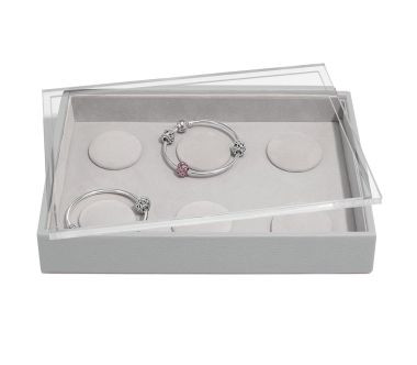 Pudełko na 6 bransoletek charms z pokrywką (jasnoszare) Stackers