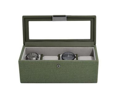 Pudełko na 4 zegarki (zielone) Canvas Stackers