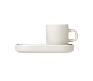 Kubek do espresso + tacka (kremowe) Pilar Blomus