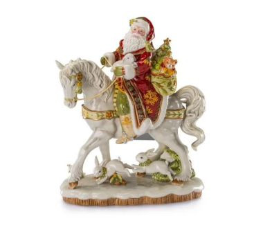 Figura swiąteczna kolekcjonerska Święty Mikołaj na koniu (33 x 42 cm) Lamart