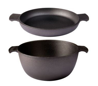 Zestaw żeliwnych naczyń: garnek (różna pojemność) + patelnia Master Skeppshult 