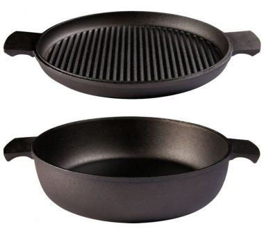 Zestaw żeliwnych naczyń: patelnia głęboka i grillowa Master Skeppshult